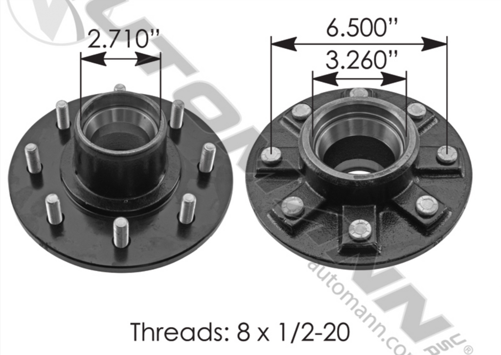 150.H865- Idler Hub 7;000 lb Axle