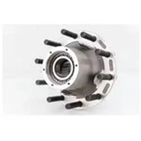 Automann trailer wheel hub assembly in preset aluminum, showing the sturdy metal hub for trailer wheel attachment.