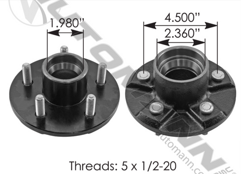 150.U5450- Idler Hub 3;500 lb Axle