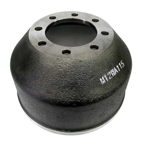 Automann brake drum, 12.25-inch diameter and 5.5-inch width, with a smooth metal surface and vent holes for cooling.