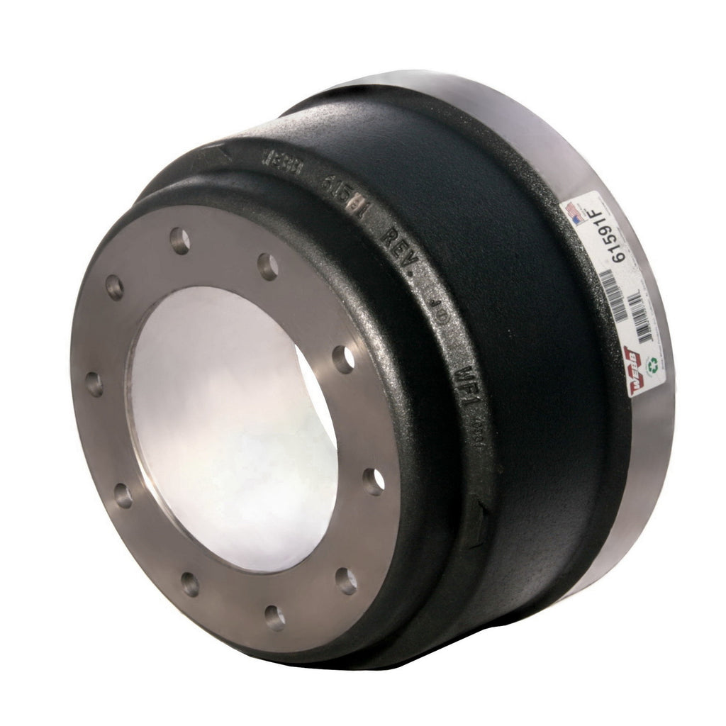 Automann brake drum, 15-inch diameter and 7-inch width, showing smooth metal surface with bolt holes for vehicle braking system.