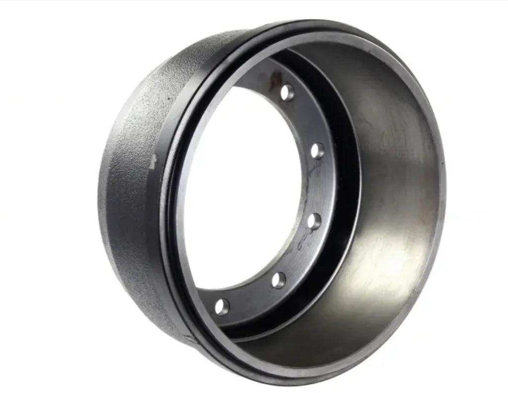 Automann brake drum measuring 16.5 inches by 6 inches, showing the metal surface and mounting holes for heavy-duty vehicle use.