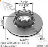 153.101501 - Air Disc Brake Rotor 16.875in