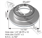 153.122687 - Hydraulic Disc Rotor 14.750in