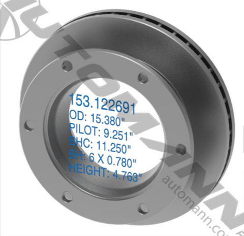 153.122691 -Hydraulic Disc Rotor 15.380in