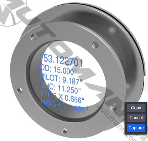 153.122701 - Hydraulic Disc Rotor 15.000in