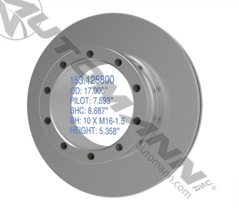 153.125800- Air Disc Rotor 16.937in