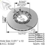 153.130036 - Air Disc Brake Rotor Kit 16.910in