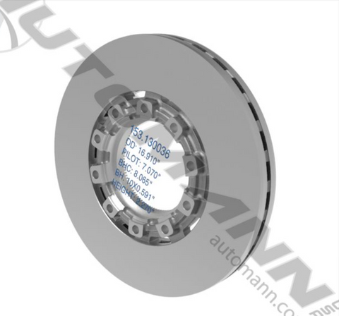 153.130036 - Air Disc Brake Rotor Kit 16.910in