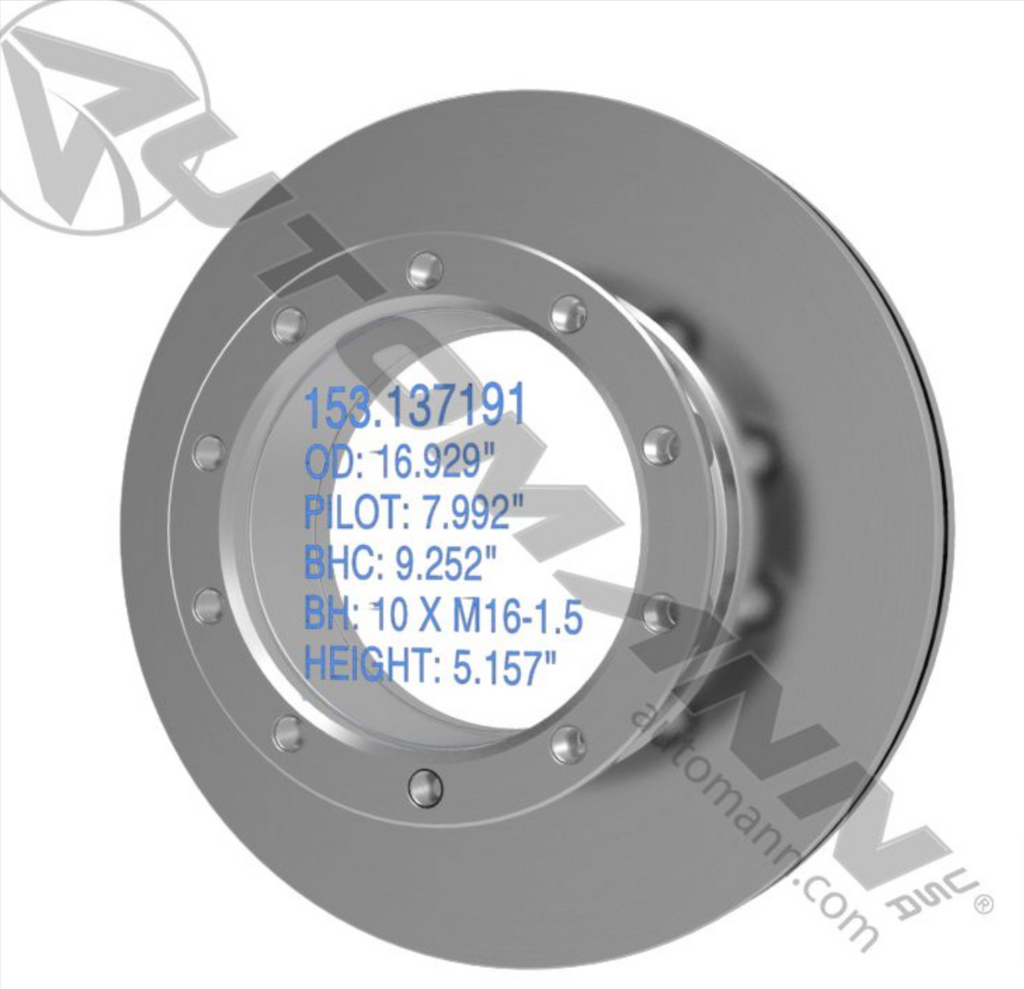 153.137191 - Air Disc Rotor 16.929in