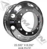 157.A225-33526- Wheel 22.500in X 8.250in Aluminum - Nick's Truck Parts