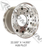 157.A225X1400HP - Hub Pilot 22.500in X 14.000in Aluminum - Nick's Truck Parts