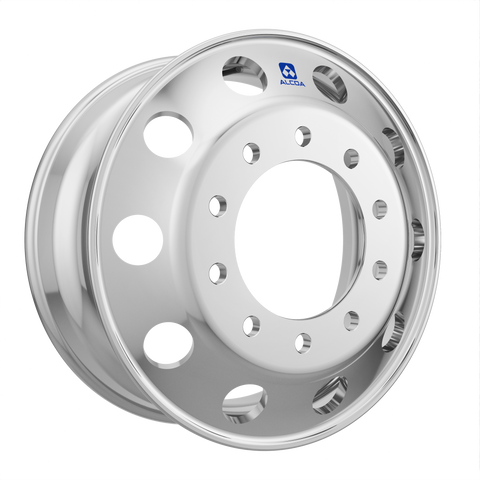 Automann 22.5-inch aluminum wheel rim, model 157.A225X825HP74, hub pilot design, sturdy 7.4K load capacity, silver finish