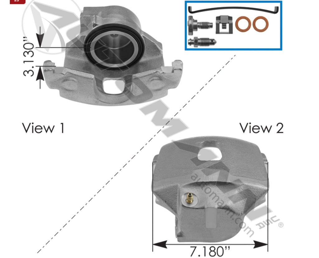 158.155098 - Disc Brake Caliper 3.375in Dia - Nick's Truck Parts