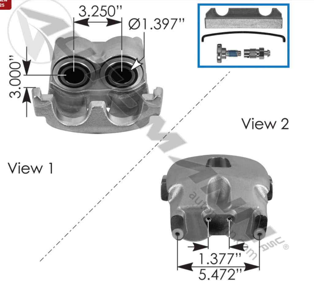 158.155313 - Disc Brake Caliper 2.600in Dia - Nick's Truck Parts
