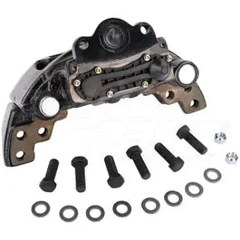 Automann Air Disc Brake Caliper with Carrier ADB22X, shown in black with mounting details and hydraulic connection points.