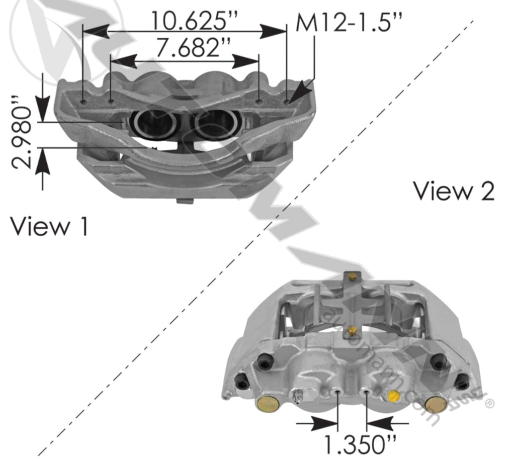 158.LRG716 - Disc Brake Caliper 60mm Twin Piston RH - Nick's Truck Parts