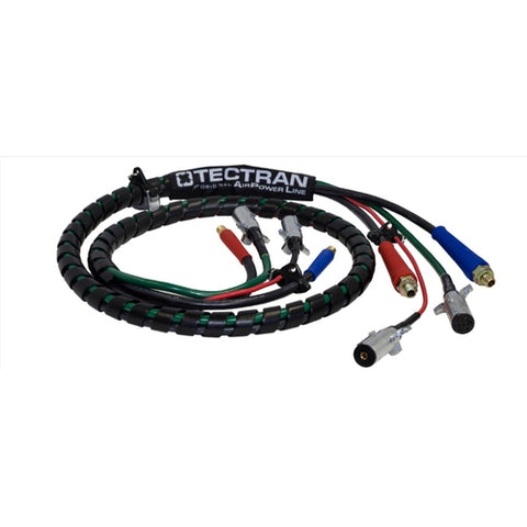 Tectran Air Power Line 10 ft. 4-in-1 flexible air hose with connectors, designed for industrial air systems.