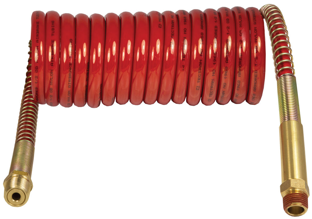 Tectran-16B12RH-Armorbrass-ArmoRed Nylon Aircoil with  Brass Handles - Nick's Truck Parts