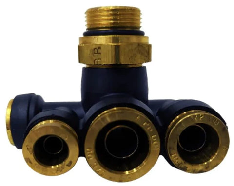 Automann 170.1026 Air Manifold IHC with multiple air ports and durable metal construction for heavy-duty pneumatic applications.