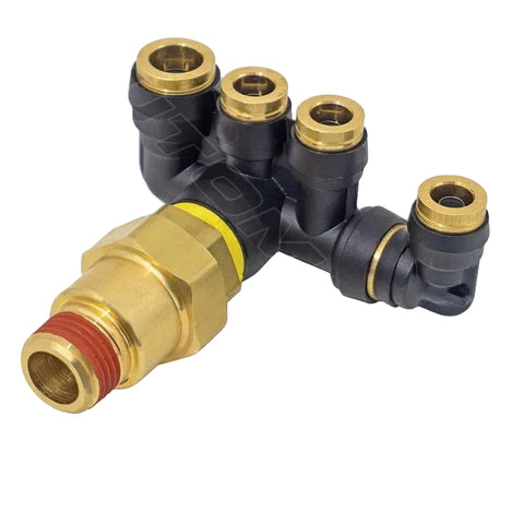 Automann 170.173692 pressure protection valve with 4 ports, compact industrial pressure valve for fluid control systems