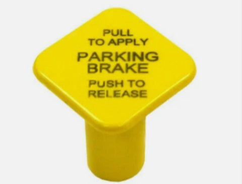 Yellow manifold dash knob with pin from Automann, designed for precise control and easy handling in vehicle dashboards.