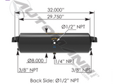 172.2000BH- Air Tank 1425 Cubic in Vol 8.000in Dia - Nick's Truck Parts