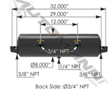 172.2000D- Air Tank 1425 Cubic in Vol 8.000in Dia - Nick's Truck Parts