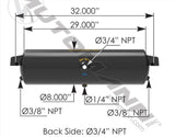 172.2000TH - Air Tank 1425 Cubic in Vol 8.000in Dia - Nick's Truck Parts