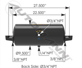 172.2001A - Air Tank 1488 Cubic in Vol 9.500in Dia - Nick's Truck Parts