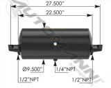 172.2001G- Air Tank 1488 Cubic in Vol 9.500in Dia - Nick's Truck Parts