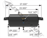 172.2001H - Air Tank 1488 Cubic in Vol 9.500in Dia - Nick's Truck Parts