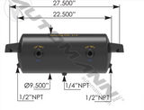 172.2001JH- Air Tank 1488 Cubic in Vol 9.500in Dia - Nick's Truck Parts