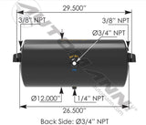 172.2002AR- Air Tank 2850 Cubic in Vol 12.000in Dia - Nick's Truck Parts