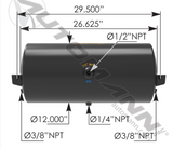 172.2002C121 - Air Tank 2850 Cubic in Vol 12.000in Dia - Nick's Truck Parts