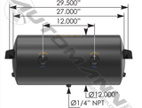 172.2002T- Air Tank 2850 Cubic in Vol 12.000in Dia - Nick's Truck Parts