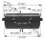 172.2006 - Air Tank 2850 Cubic in Vol 12.000in Dia - Nick's Truck Parts