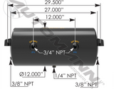 172.2007A- Air Tank 2850 Cubic in Vol 12.000in Dia - Nick's Truck Parts