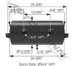 172.2009 - Air Tank 2850 Cubic in Vol 12.000in Dia - Nick's Truck Parts