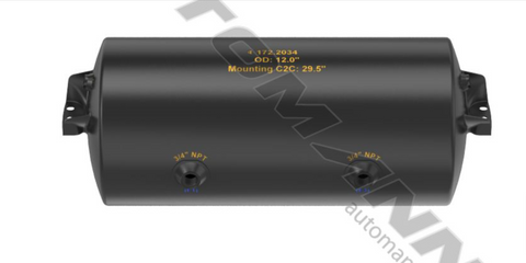 172.2034- Air Tank 2850 Cubic in Vol 12.000in Dia - Nick's Truck Parts