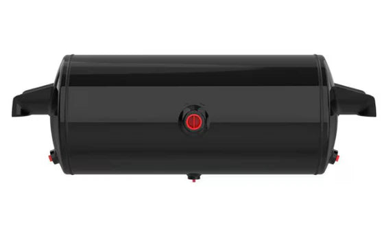 Automann air tank with 1488 cubic inch volume and 9.5-inch diameter, showcasing its cylindrical metal construction.