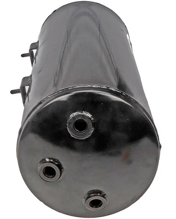 Automann 172.2265 air tank for Volvo trucks, durable steel construction with mounting brackets and valve connections.