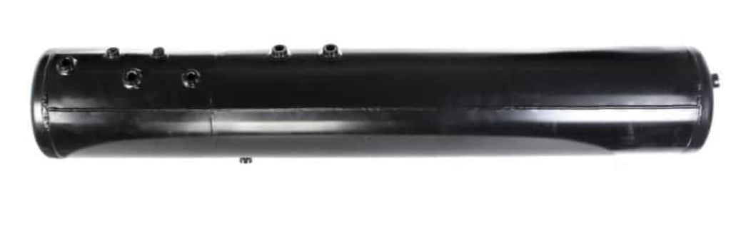 Automann 172.4760 air tank for Freightliner trucks, mounted on vehicle with visible metal construction and fittings.