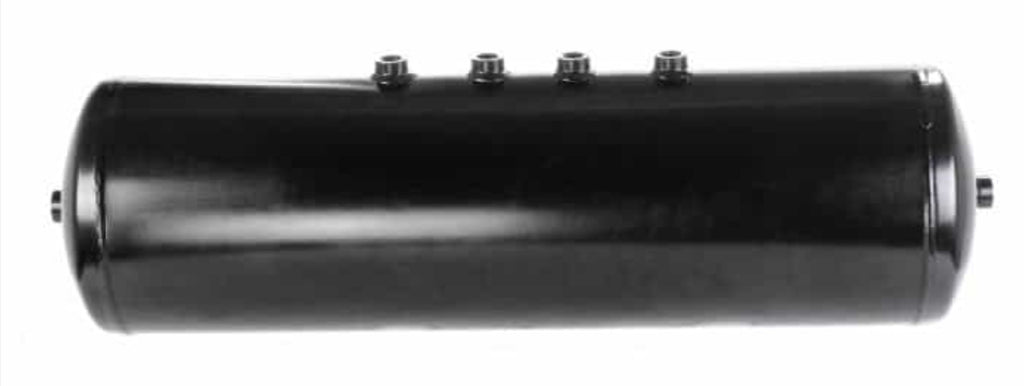 Automann air tank for Kenworth trucks, metal construction with mounting brackets, designed for vehicle air systems.