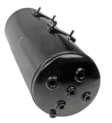 Automann 172.6637 air tank for Volvo trucks, durable steel construction, mounted on a truck chassis.
