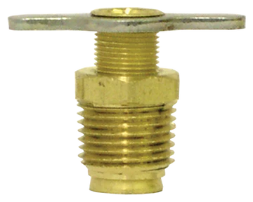 Automann external seat drain valve with 1/2 inch NPT connection, shown in close-up image highlighting valve body and threading.