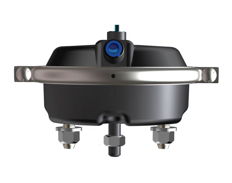 Automann MGM Service Chamber C30 Neoprene brake chamber with metal fittings and rubber diaphragm for vehicle brake systems.