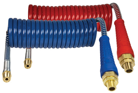 Tectran ArmorRed nylon aircoil set with trailer connection fittings and protective coating for durable trailer air systems.