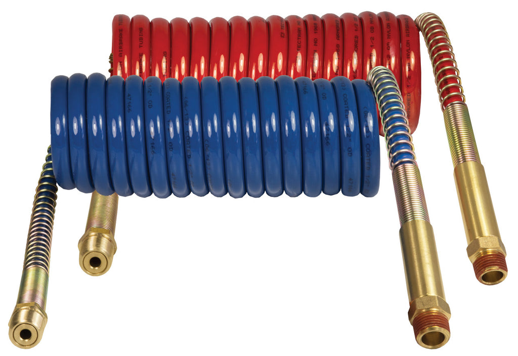 Tectran-17B12H-Armorbrass-ArmoRed Nylon Aircoil Set with  Brass Handles - Nick's Truck Parts