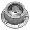 Automann 180.10624 die cast aluminum wheel oil hub cap showing a shiny silver finish and detailed branding on the surface.